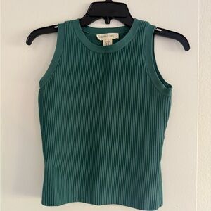 Women's Teal Blue Ribbed Tank Top